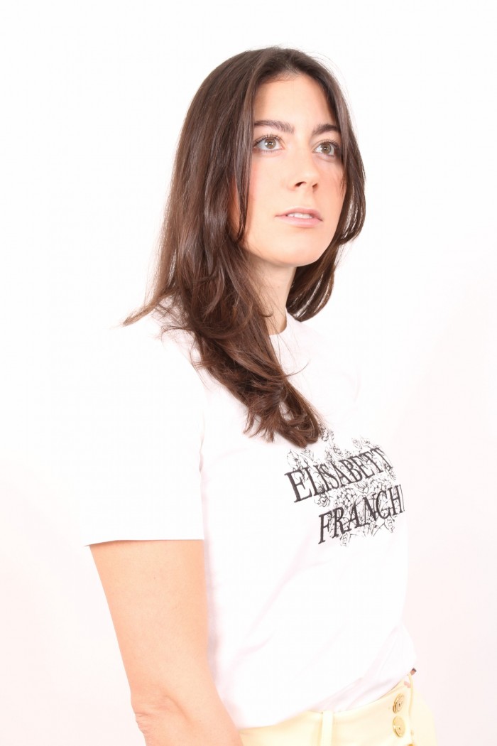 T-SHIRT IN JERSEY CON STAMPA E RICAMO ELISABETTA FRANCHI
