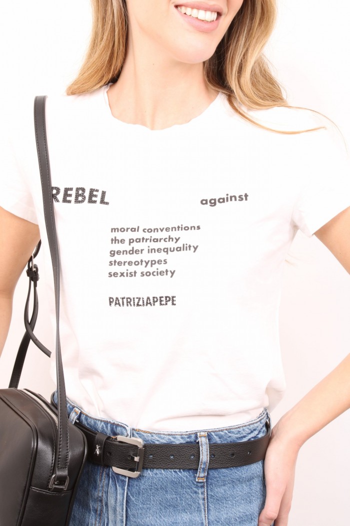 T-SHIRT CON SLOGAN BIANCA PATRIZIA PEPE