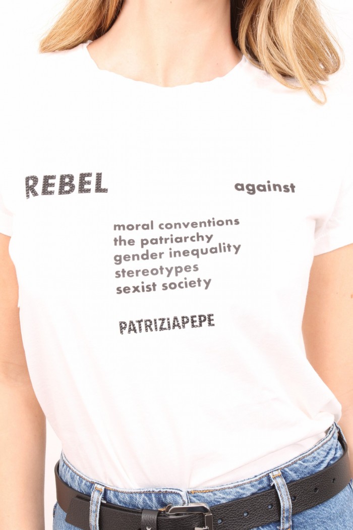 T-SHIRT CON SLOGAN BIANCA PATRIZIA PEPE