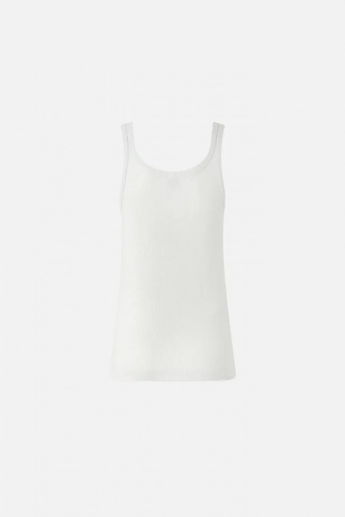 TOP A CANOTTA ARGENTO IN MAGLIA METALIZZATA CON BOTTONI PINKO