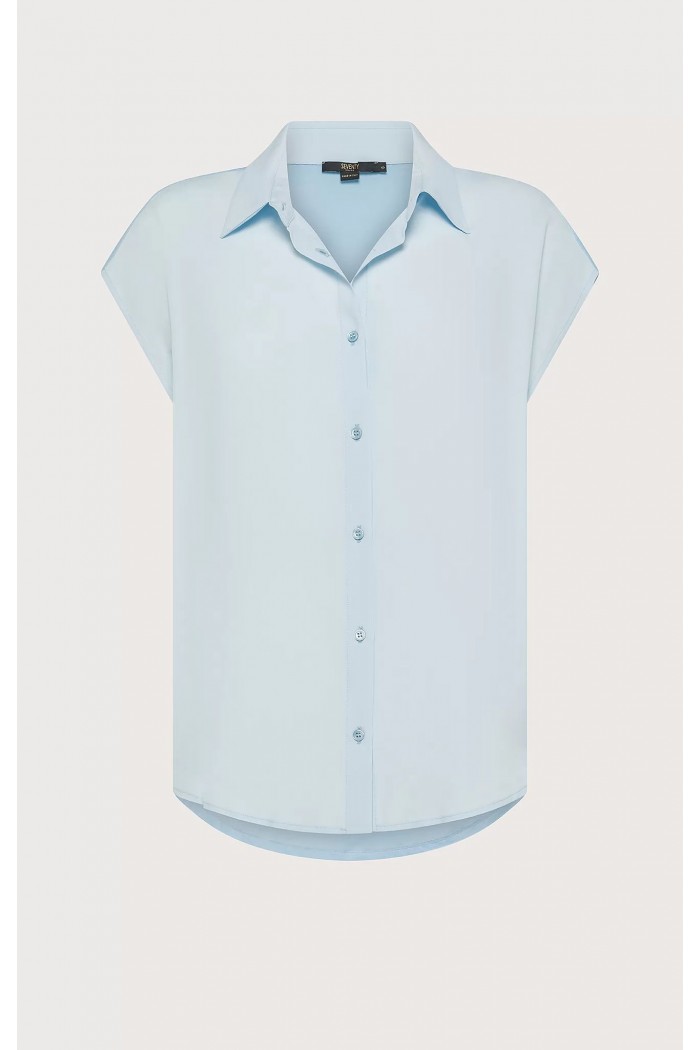 CAMICIA SMANICATA AZZURRA IN JERSEY E CREPE MISTO SETA SEVENTY