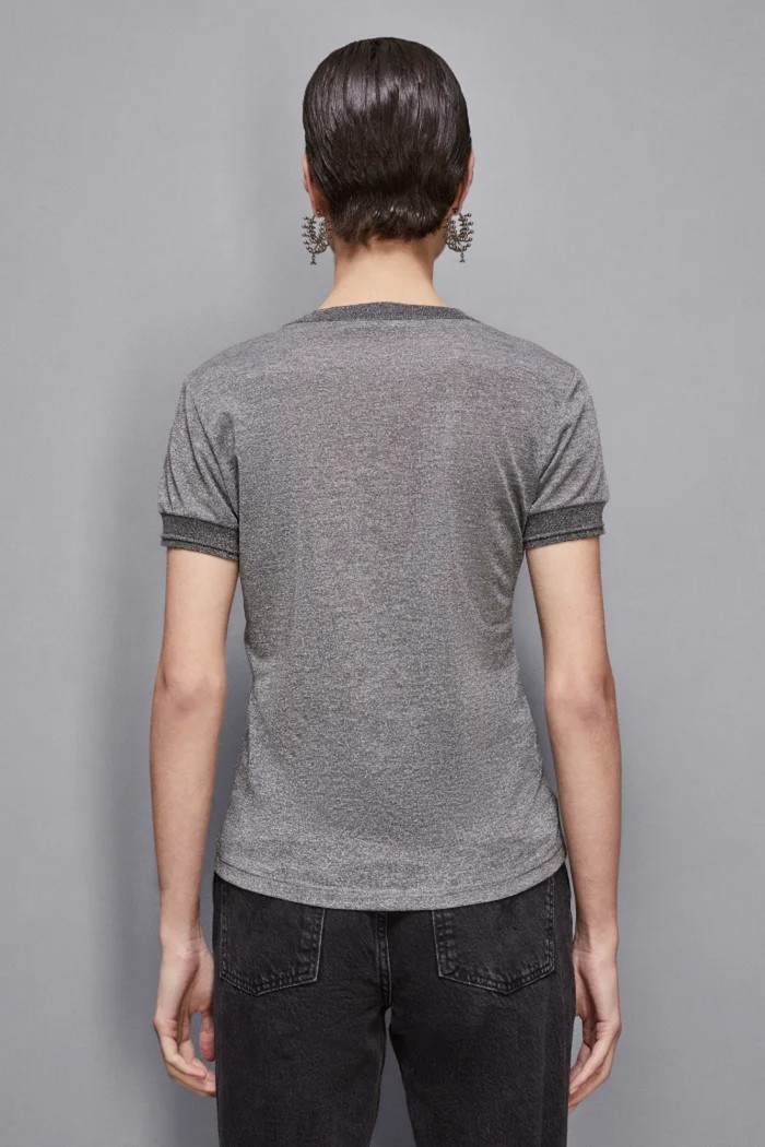 T-SHIRT IN MAGLIA LUREX URBAN GREY PATRIZIA PEPE