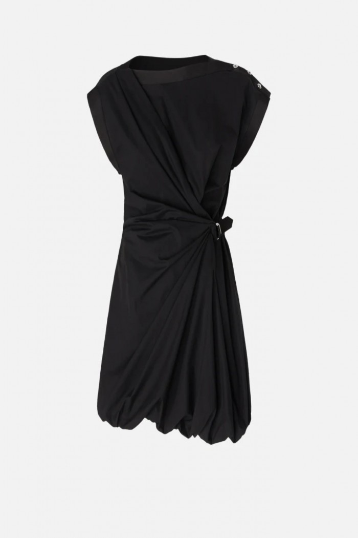VESTITO IN POPELINE CON INCROCIO NERO PINKO