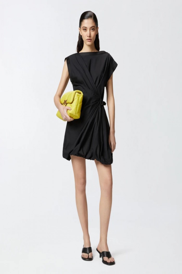 VESTITO IN POPELINE CON INCROCIO NERO PINKO