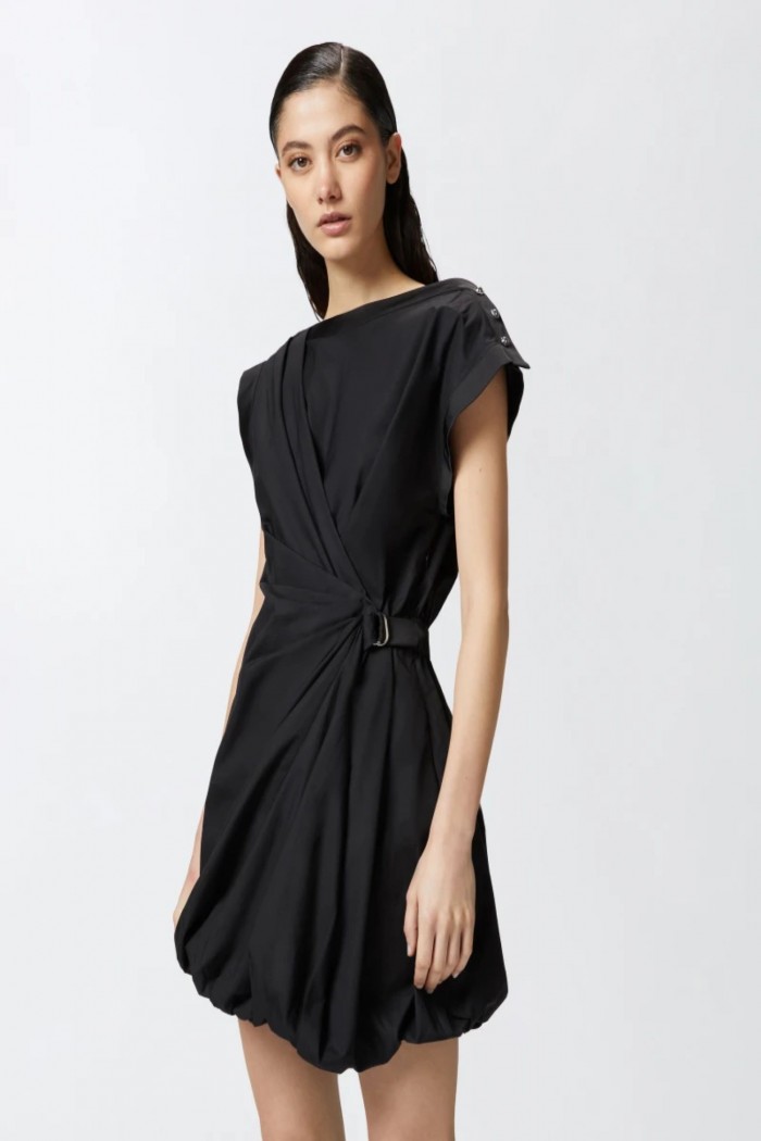 VESTITO IN POPELINE CON INCROCIO NERO PINKO