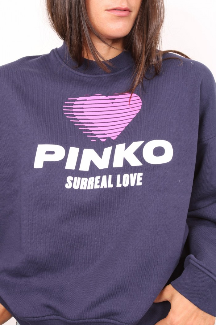 FELPA STAMPA CUORE E LOGO PINKO