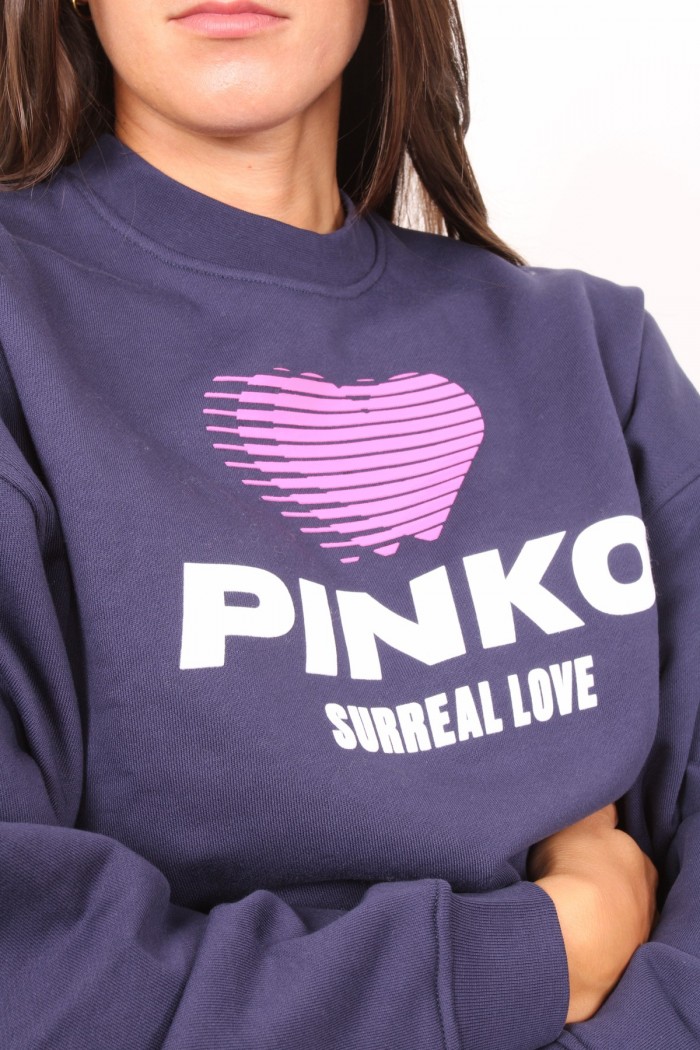 FELPA STAMPA CUORE E LOGO PINKO