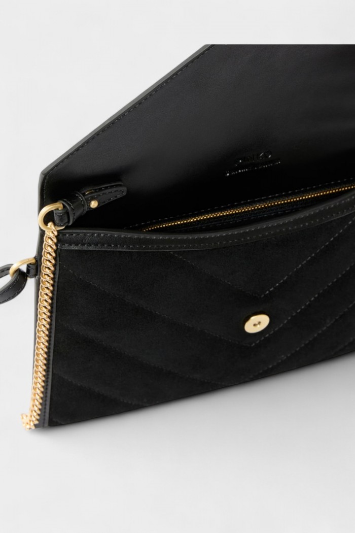 BUSTINA IN PELLE SCAMOSCIATA CON LOGO LOVE BIRDS PINKO