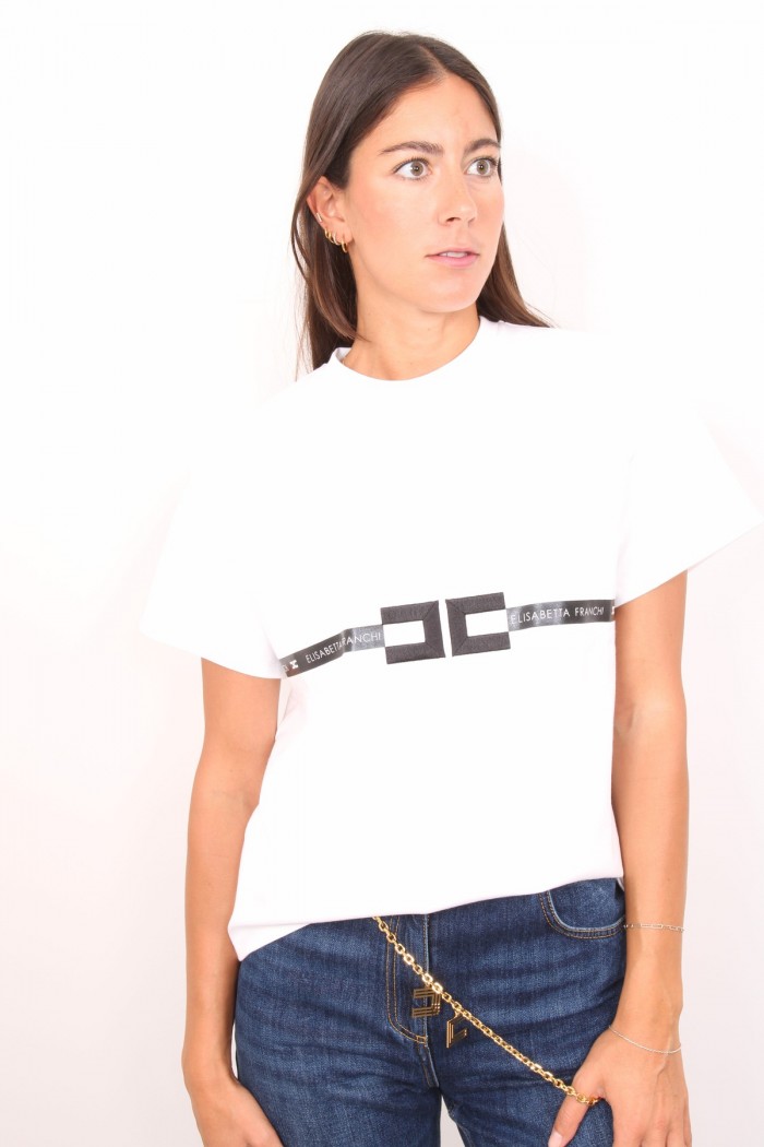 T-SHIRT IN JERSEY DI COTONE CON LOGO ELISABETTA FRANCHI