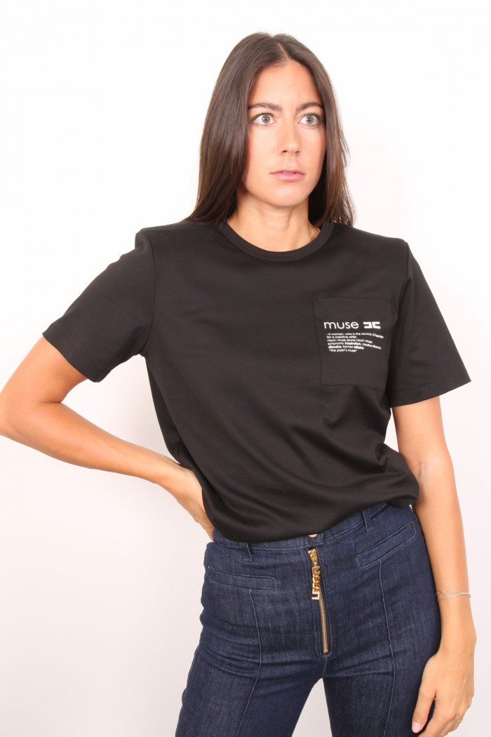 T-SHIRT IN JERSEY DI COTONE CON TASCHINO ELISABETTA FRANCHI