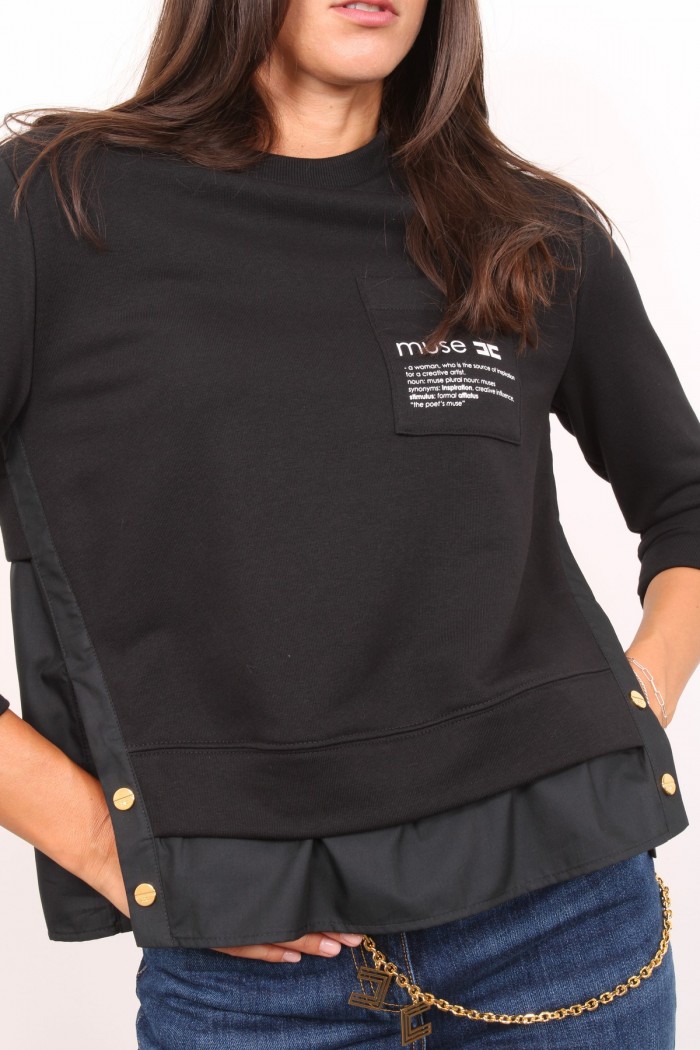 MAGLIA IN FELPA CON DETTAGLI IN POPELINE ELISABETTA FRANCHI