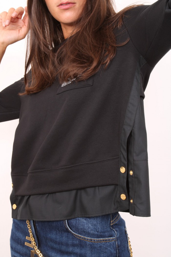 MAGLIA IN FELPA CON DETTAGLI IN POPELINE ELISABETTA FRANCHI