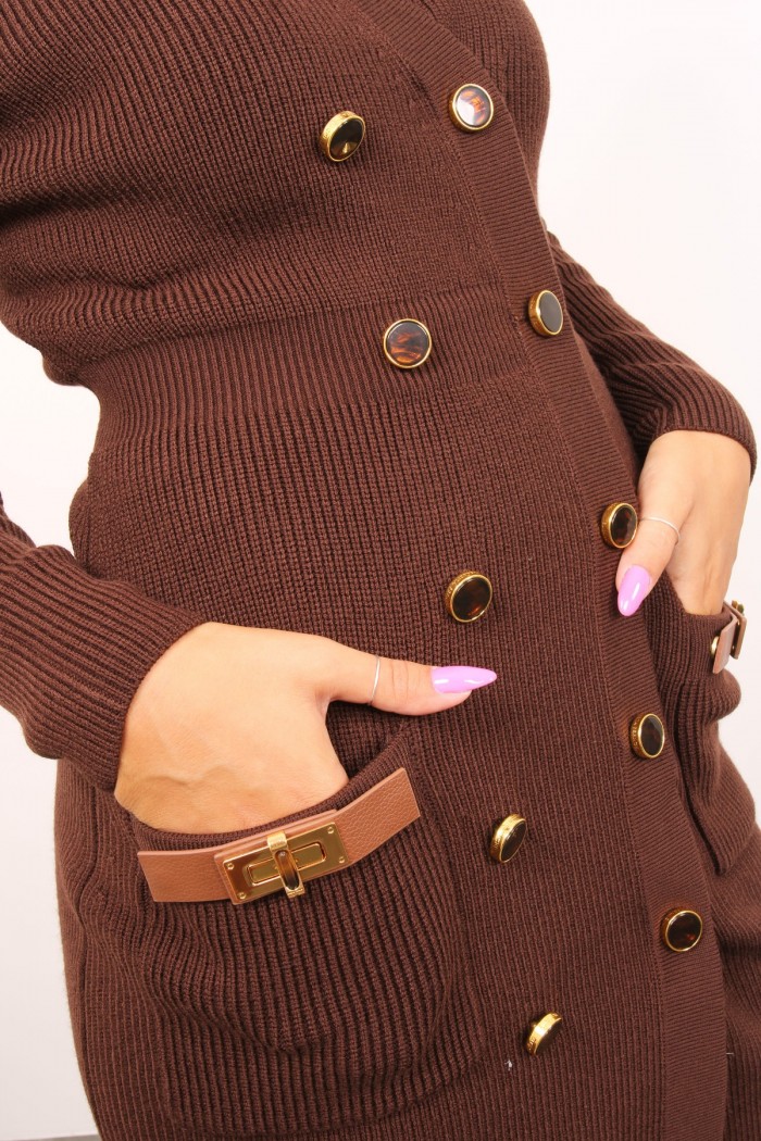 MINI ABITO IN MAGLIA CON DECORAZIONI GIOIELLO ELISABETTA FRANCHI