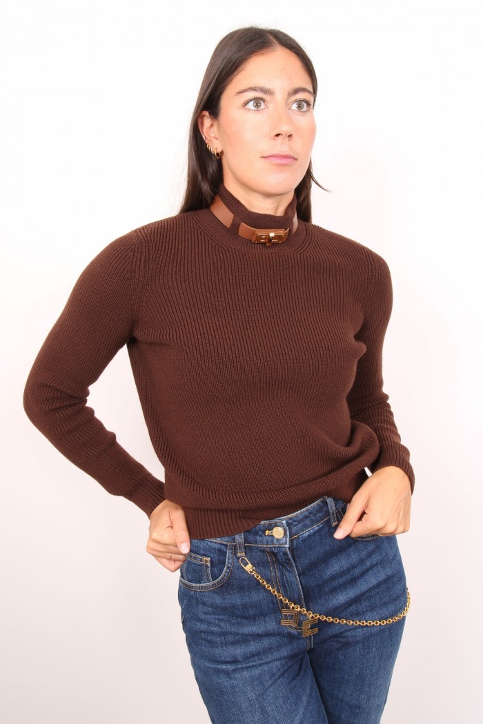 MAGLIA MISTO LANA CON CINTURINO GIOIELLO ELISABETTA FRANCHI