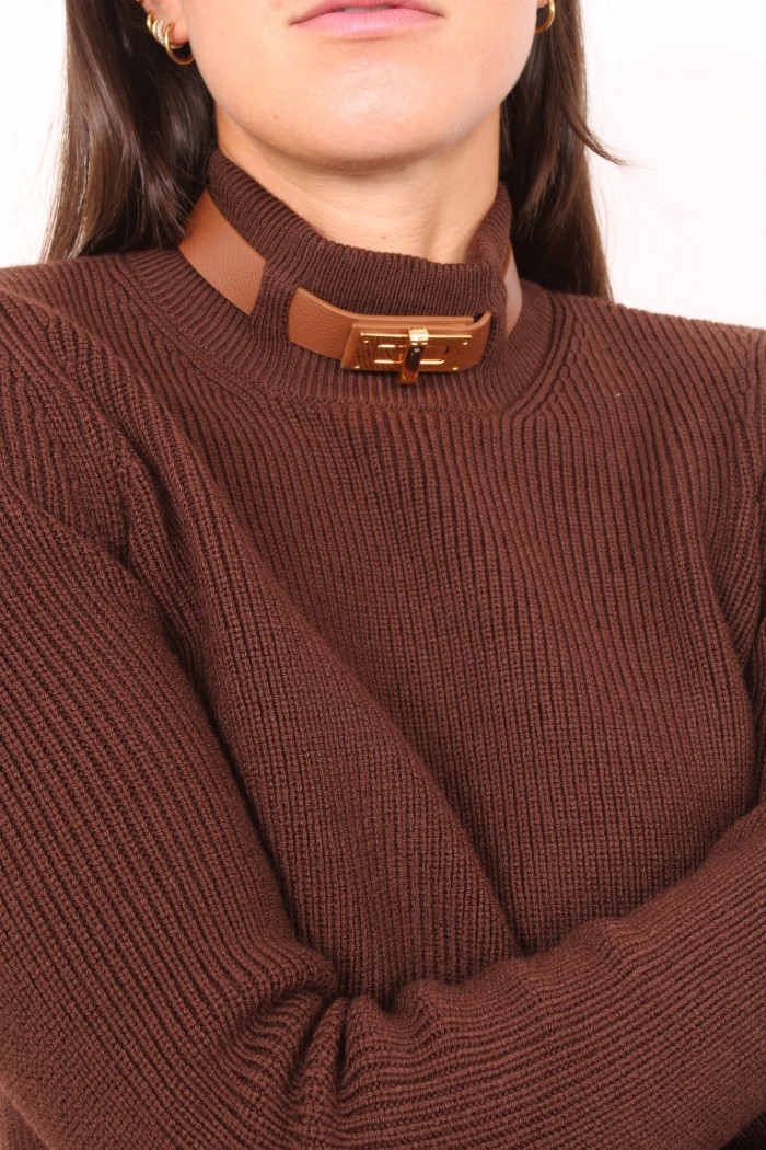 MAGLIA MISTO LANA CON CINTURINO GIOIELLO ELISABETTA FRANCHI