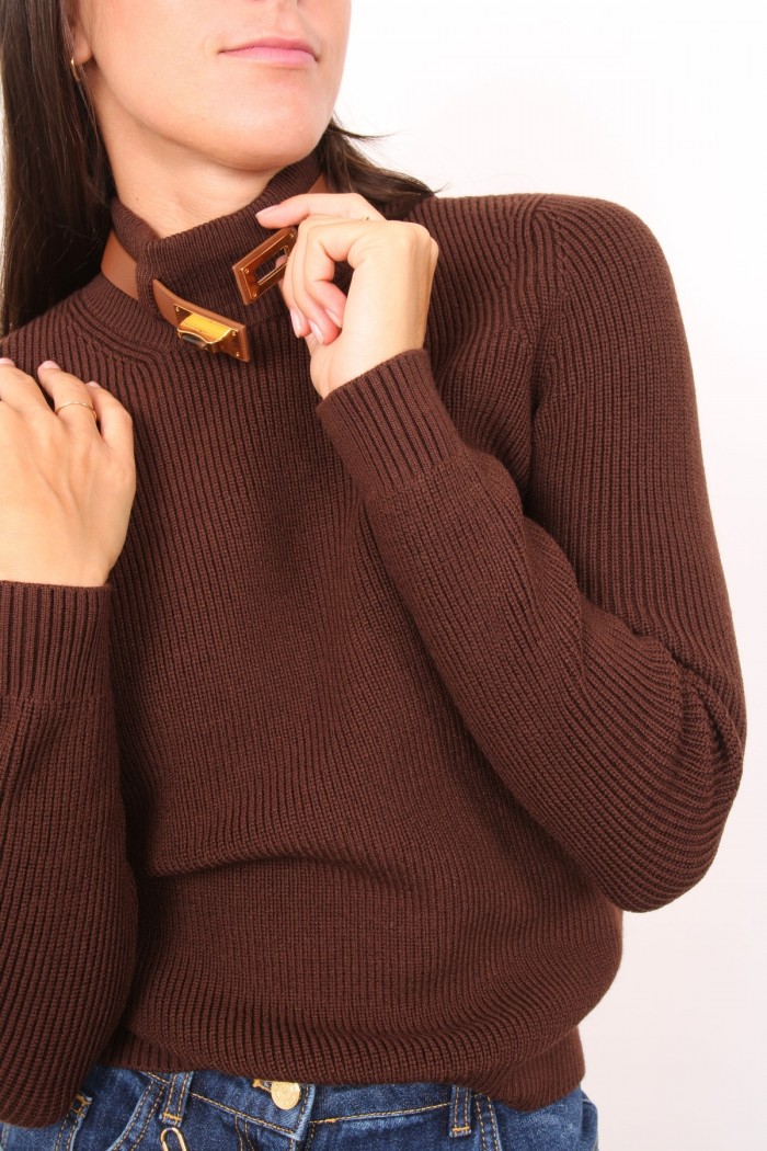 MAGLIA MISTO LANA CON CINTURINO GIOIELLO ELISABETTA FRANCHI