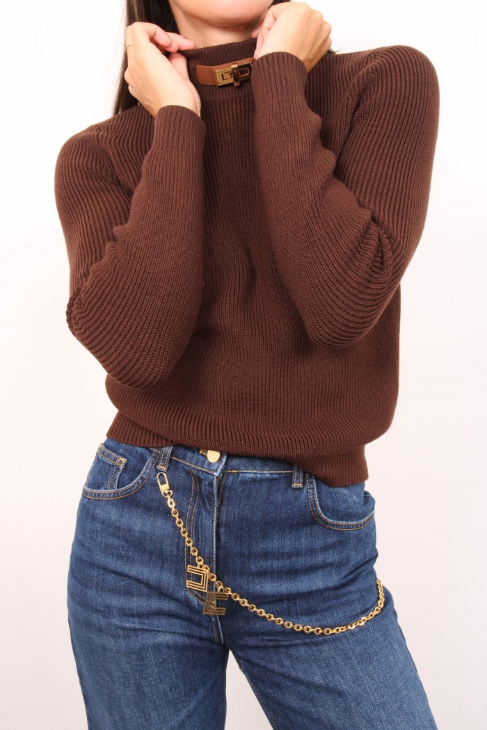 MAGLIA MISTO LANA CON CINTURINO GIOIELLO ELISABETTA FRANCHI