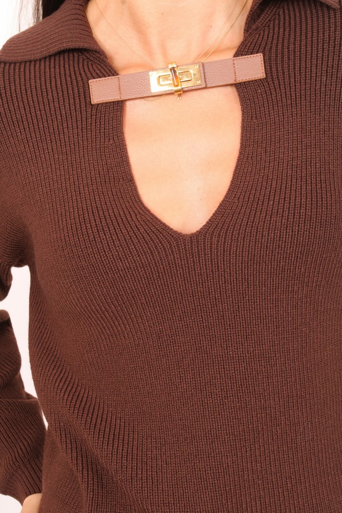 MAGLIA MISTO LANA CON CINTURINO GIOIELLO  ELISABETTA FRANCHI