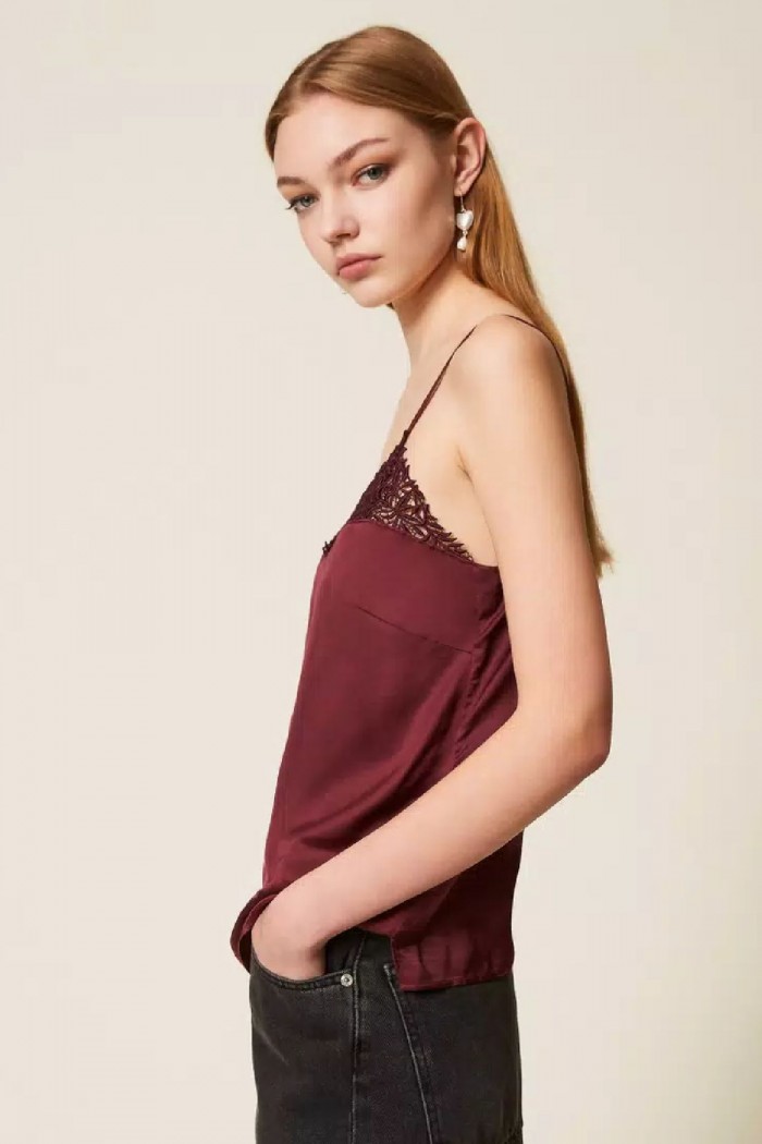 TOP IN RASO CON PIZZO TWINSET