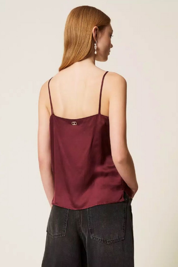 TOP IN RASO CON PIZZO TWINSET