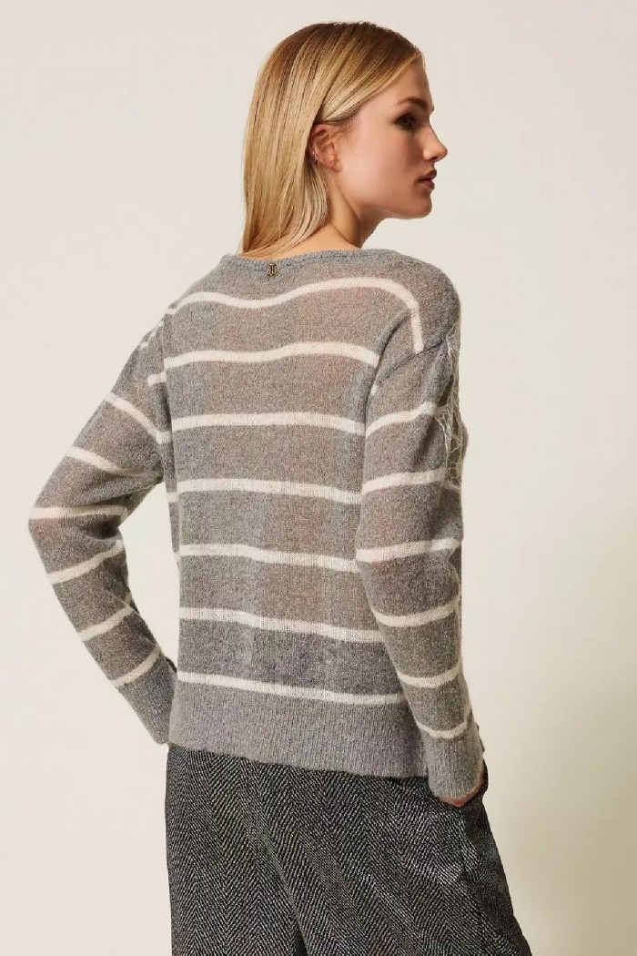 MAGLIA IN MISTO MOHAIR CON PIZZO E SPACCHI TWINSET
