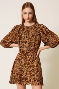 ABITO CORTO JAQUARD A STAMPA ANIMALIER TWINSET