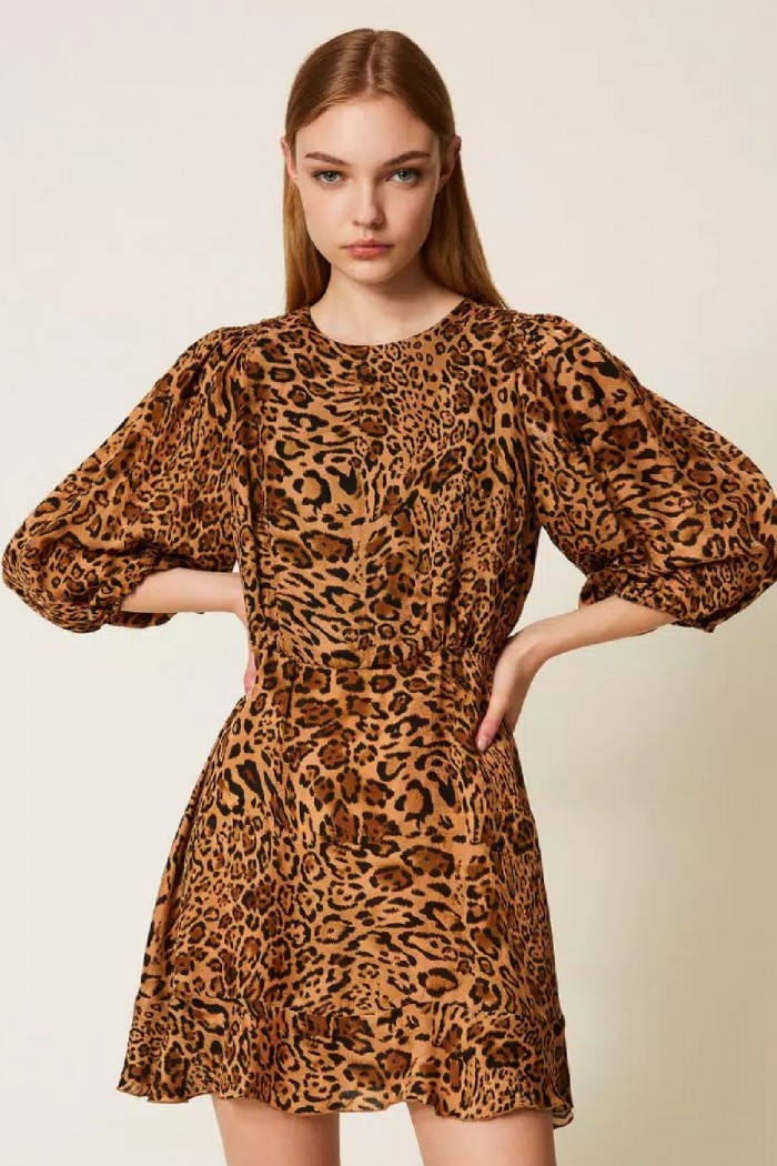 ABITO CORTO JAQUARD A STAMPA ANIMALIER TWINSET