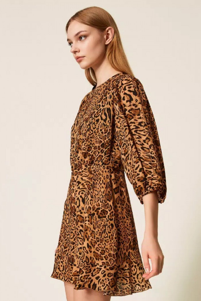 ABITO CORTO JAQUARD A STAMPA ANIMALIER TWINSET