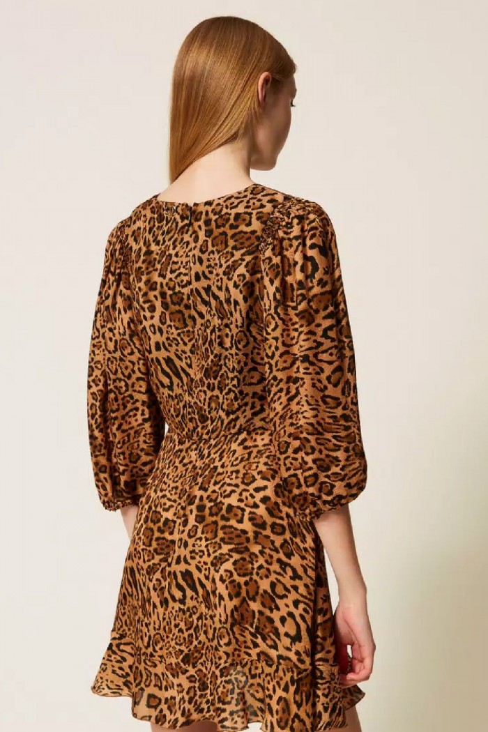 ABITO CORTO JAQUARD A STAMPA ANIMALIER TWINSET