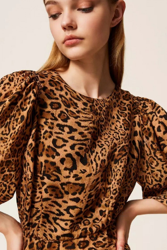 ABITO CORTO JAQUARD A STAMPA ANIMALIER TWINSET