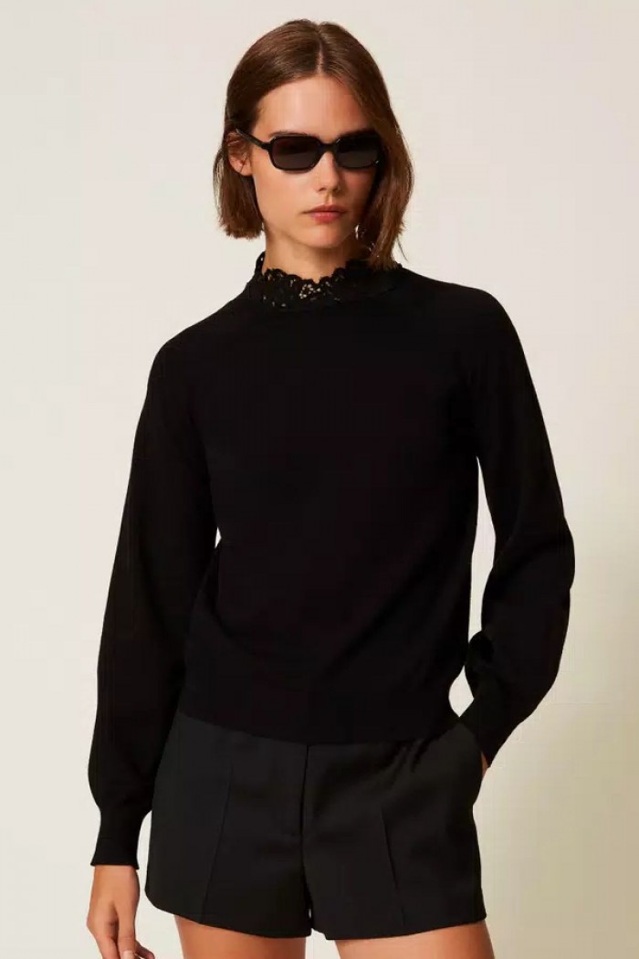 MAGLIA LUPETTO CON PIZZO TWINSET