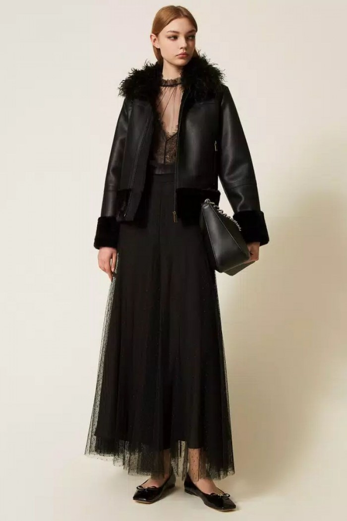 GIACCA EFFETTO PELLE E FAUX FUR TWINSET