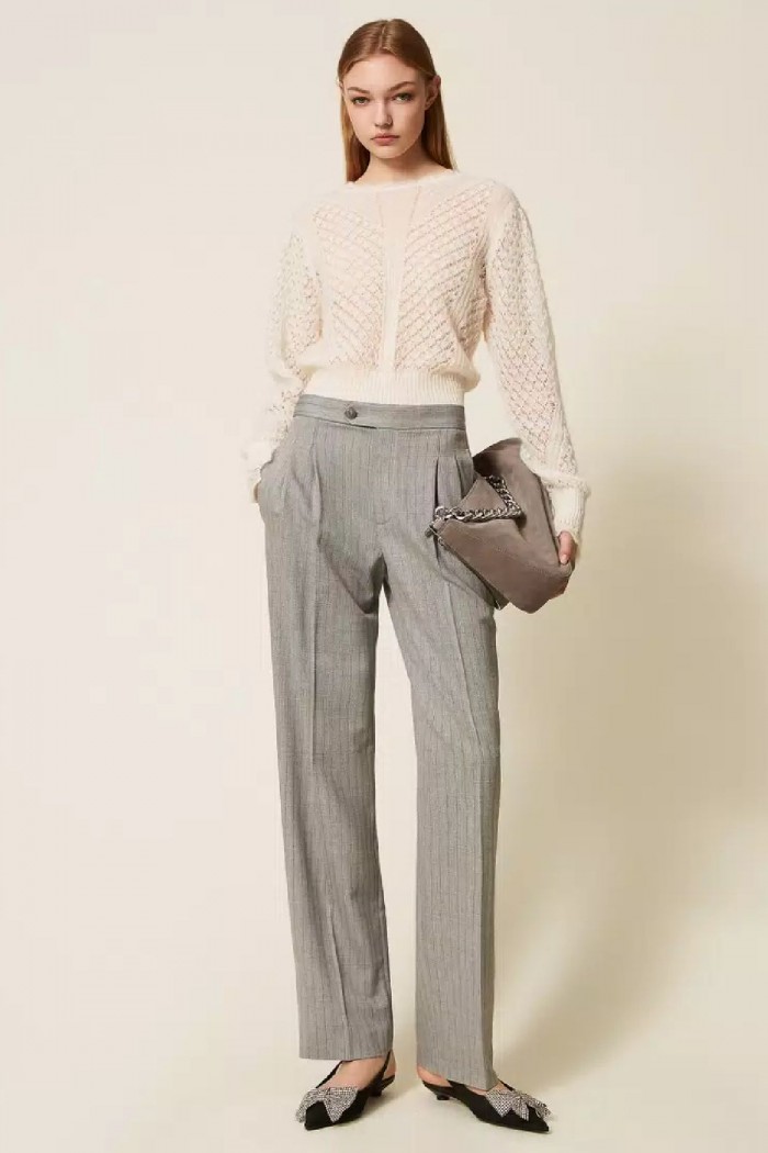 PANTALONI SARTORIALI IN MISTO LANA TWINSET