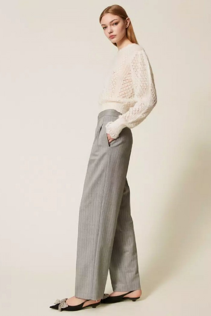 PANTALONI SARTORIALI IN MISTO LANA TWINSET