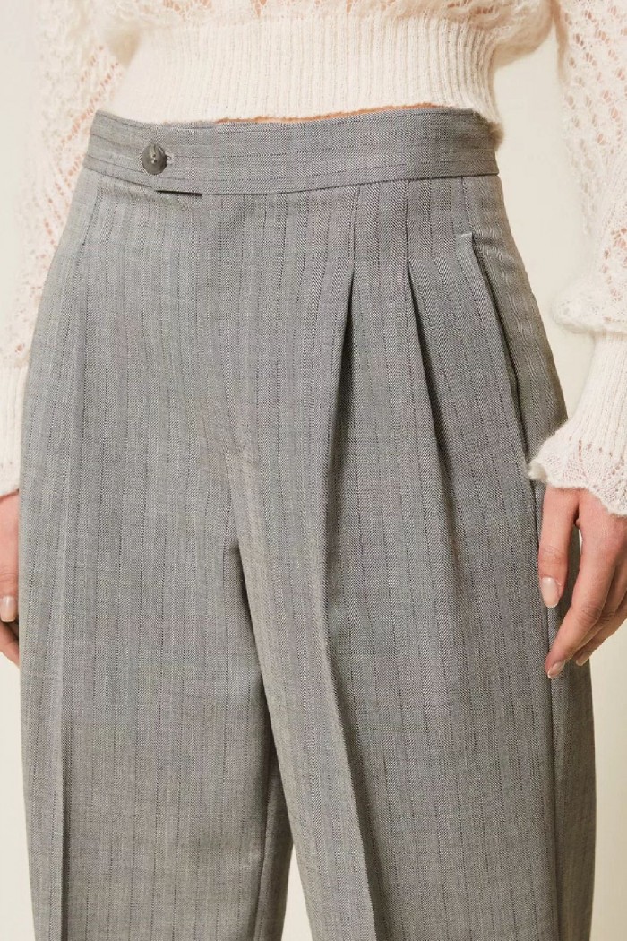 PANTALONI SARTORIALI IN MISTO LANA TWINSET
