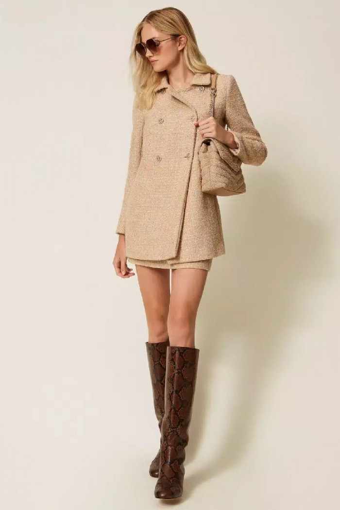 CAPPOTTO BOUCLE' CON PAILLETTES TWINSET