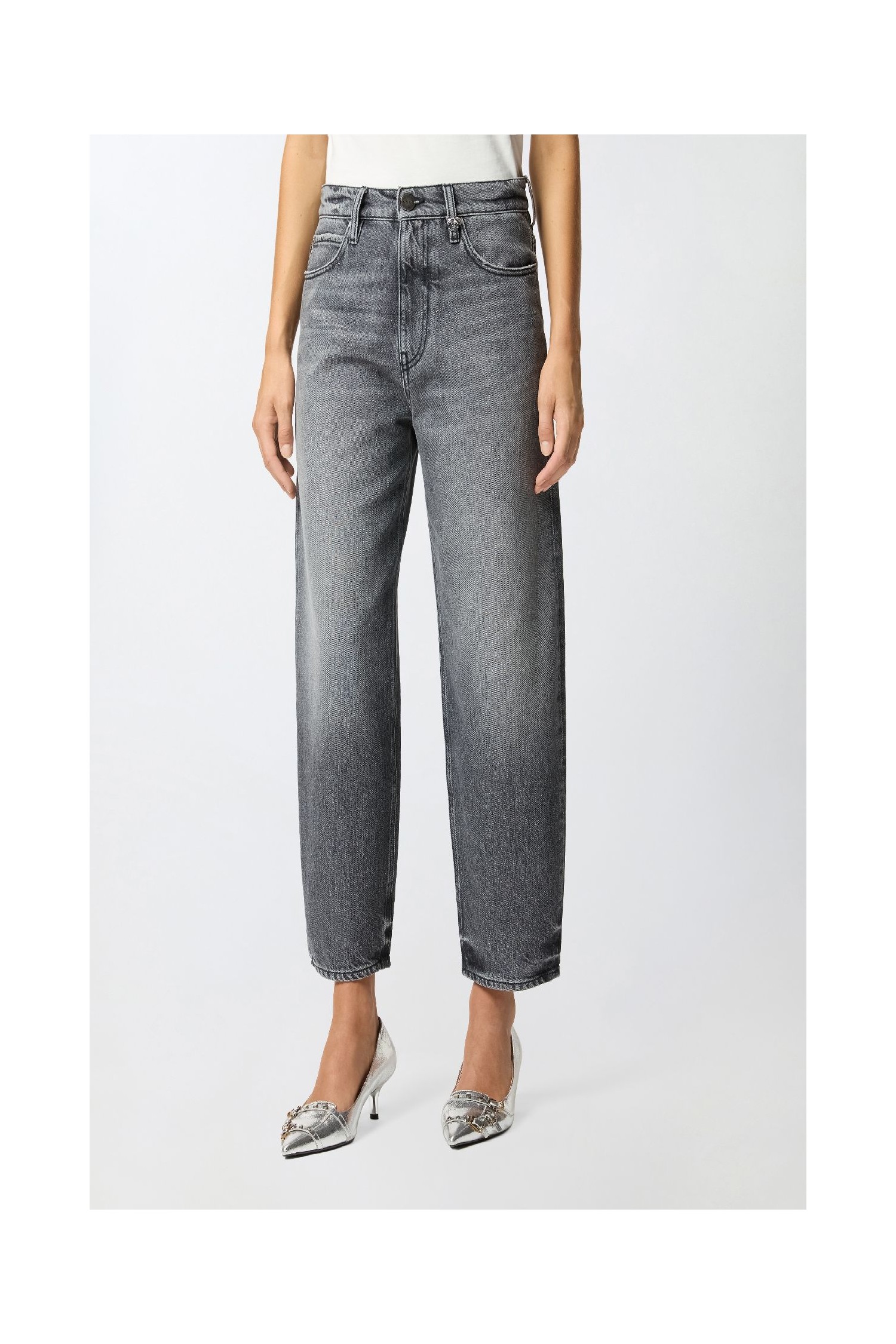 JEANS BALLOON IN DENIM GRIGIO PINKO