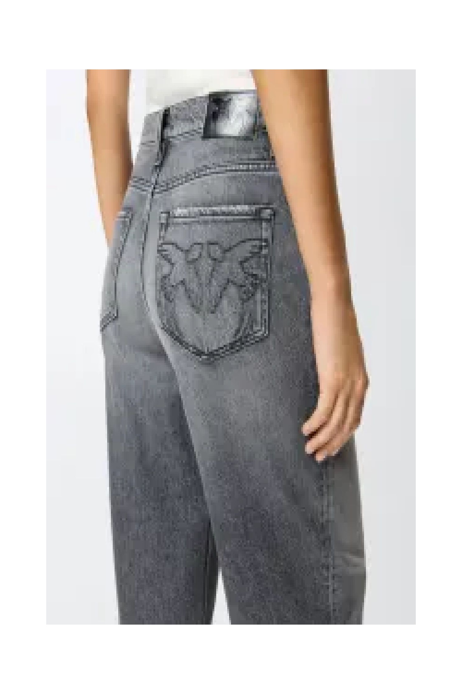 JEANS BALLOON IN DENIM GRIGIO PINKO