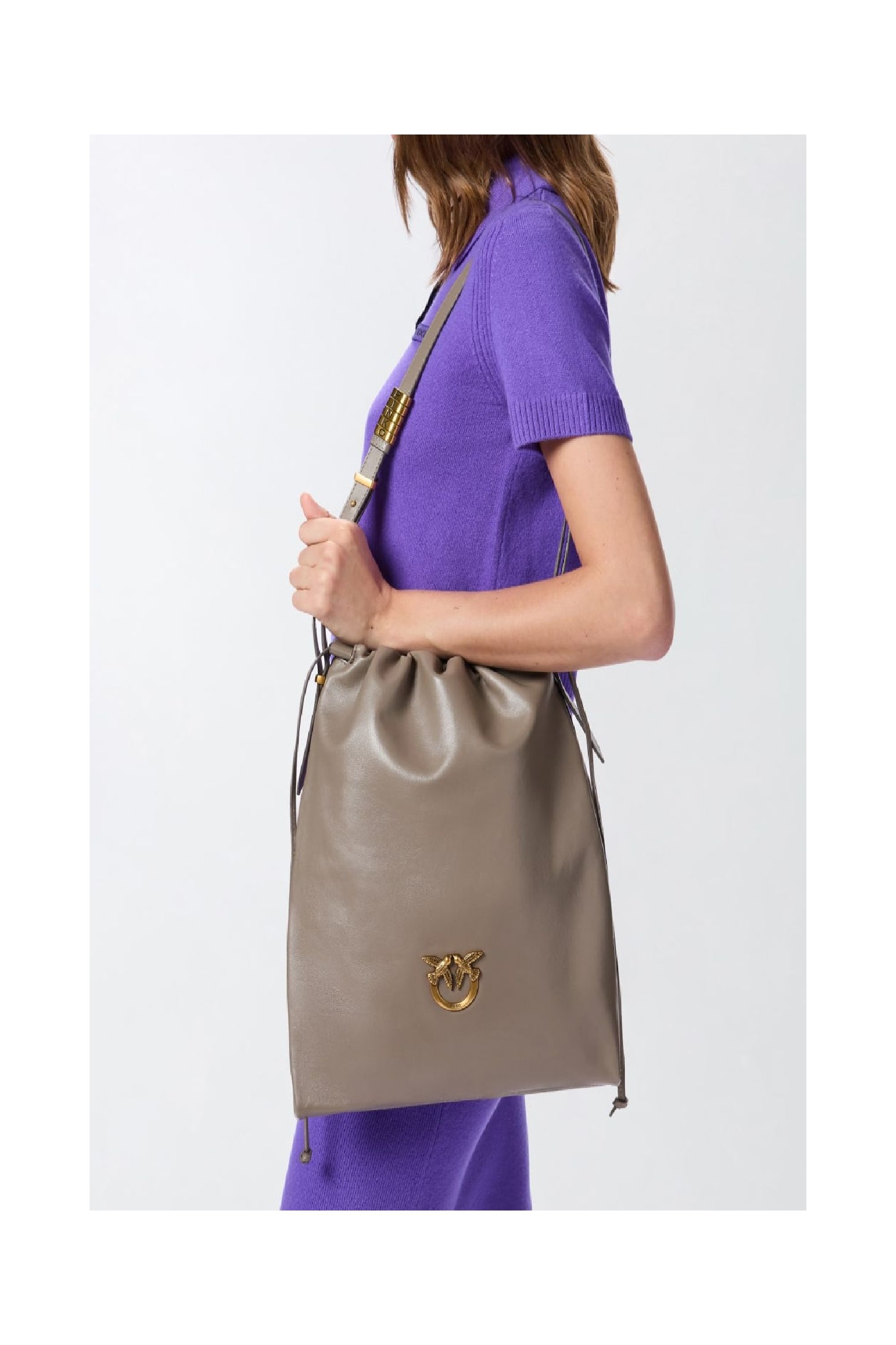 BORSA A SPALLA MEDIA SLOUNCHY BAG VERTICALE IN PELLE PINKO