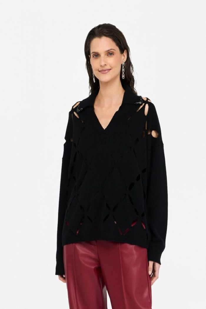 MAGLIA IN LANA CON RICAMI GIOIELLO LIU JO