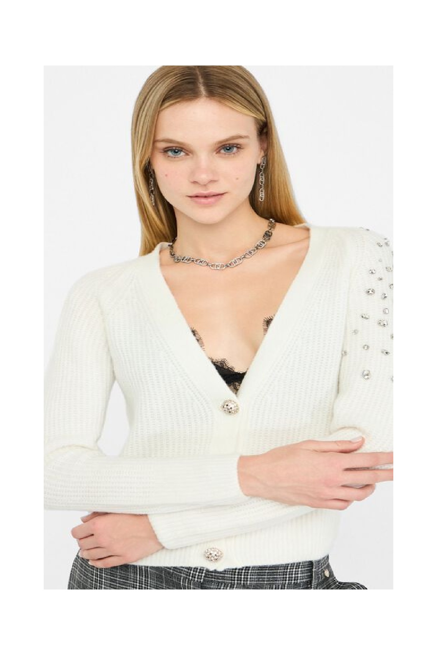 CARDIGAN IN LANA CON RICAMI GIOIELLO LIU JO