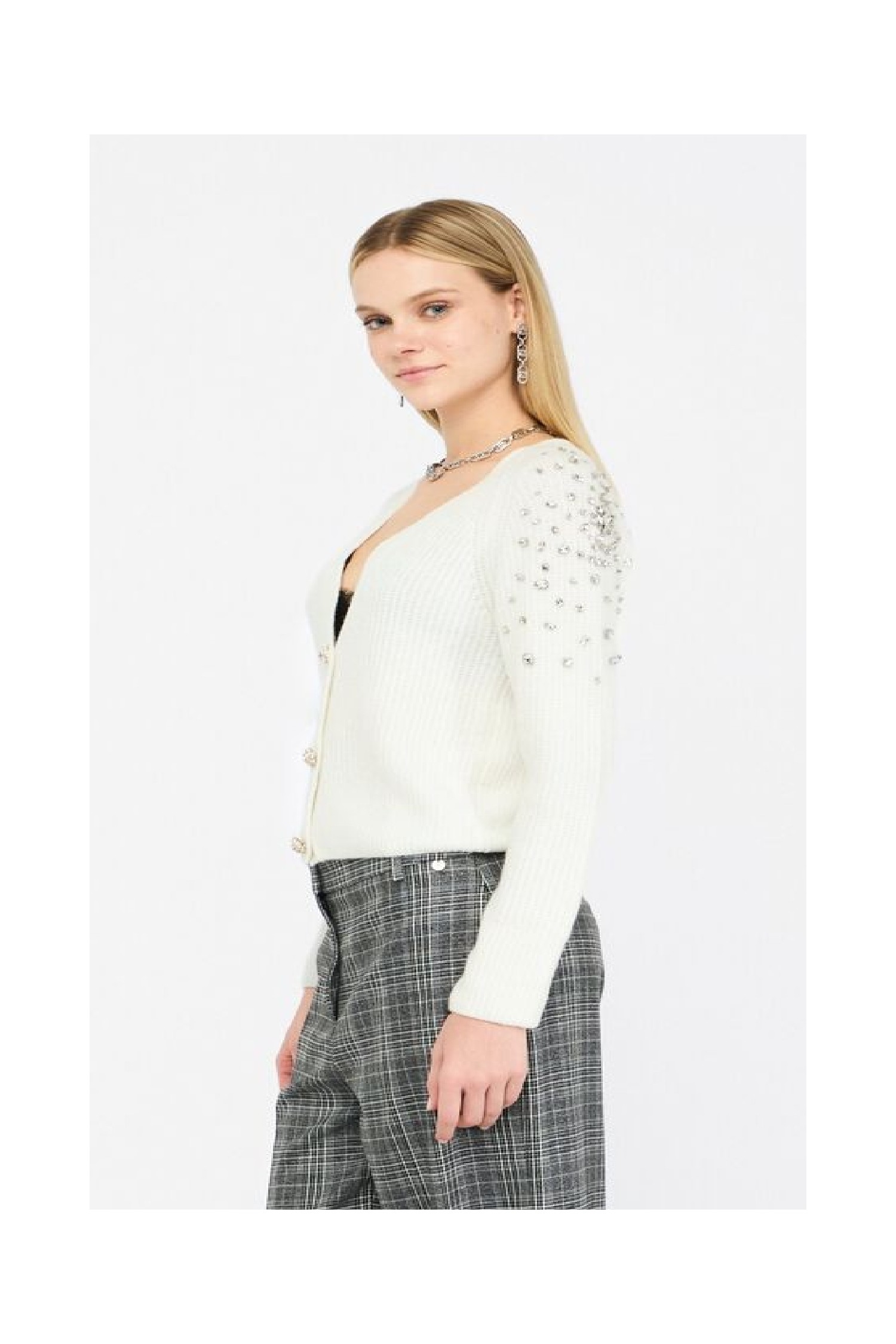 CARDIGAN IN LANA CON RICAMI GIOIELLO LIU JO