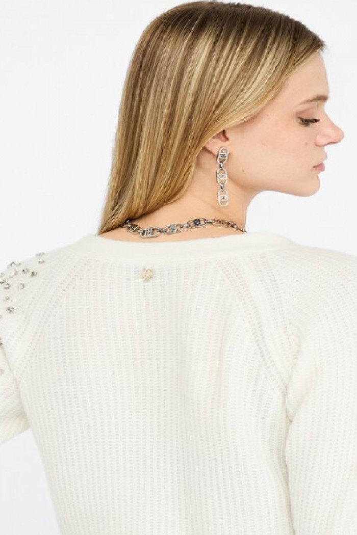 CARDIGAN IN LANA CON RICAMI GIOIELLO LIU JO
