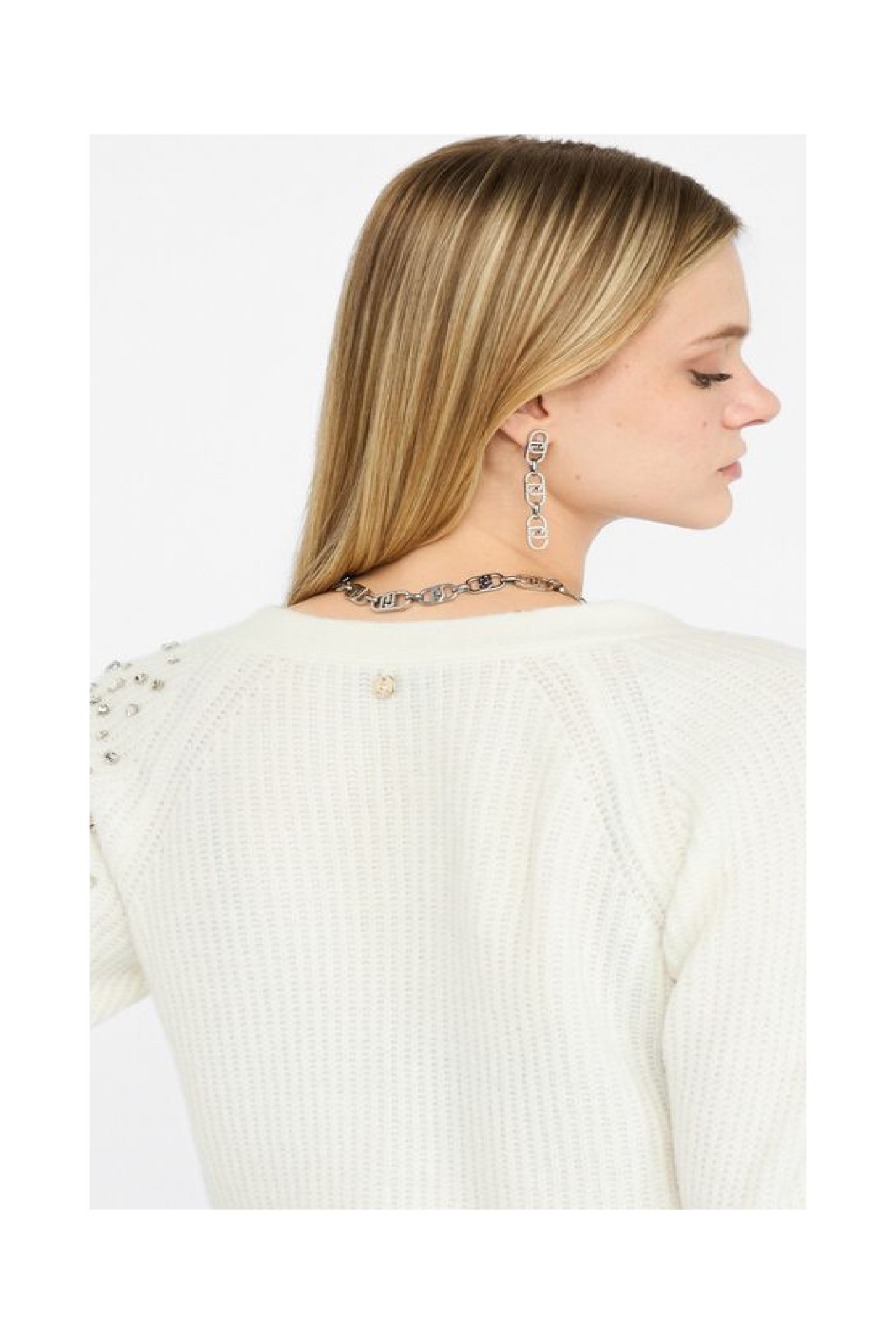 CARDIGAN IN LANA CON RICAMI GIOIELLO LIU JO