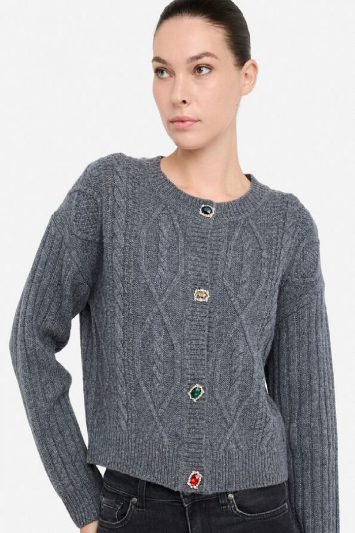 CARDIGAN IN LANA CON BOTTONI GIOIELLO LIU JO