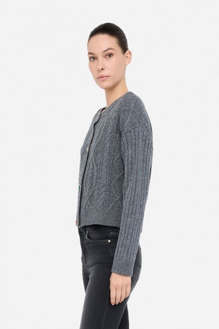 CARDIGAN IN LANA CON BOTTONI GIOIELLO LIU JO
