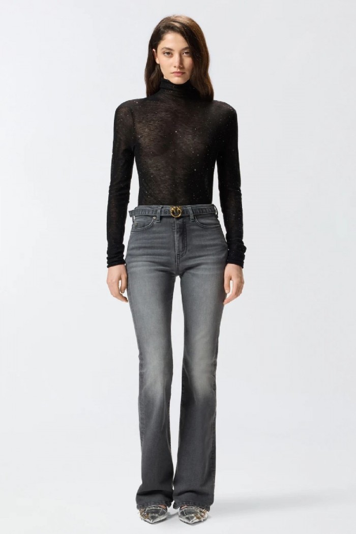 JEANS A ZAMPA IN DENIM GRIGIO PINKO