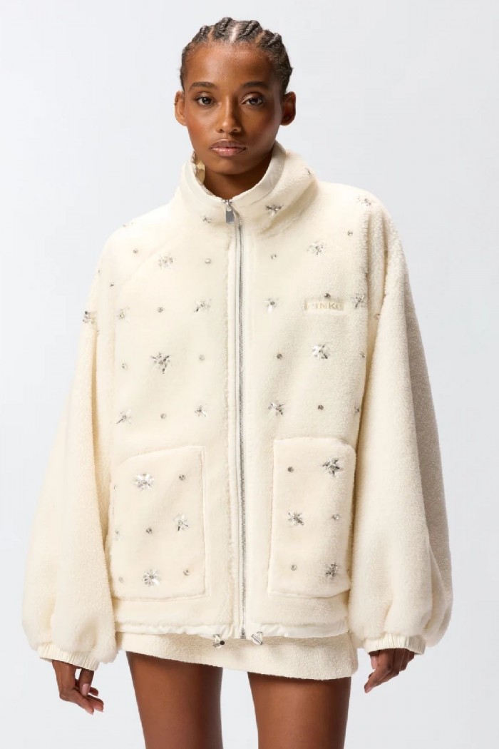 BOMBER IN PILE CON RICAMO GIOIELLO PINKO