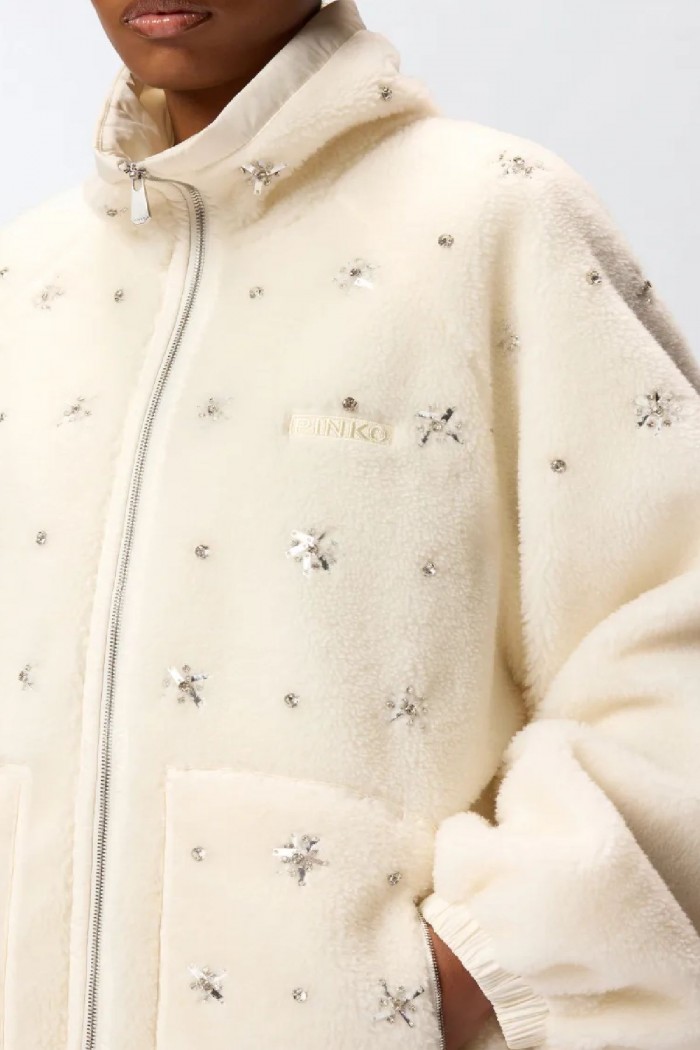 BOMBER IN PILE CON RICAMO GIOIELLO PINKO