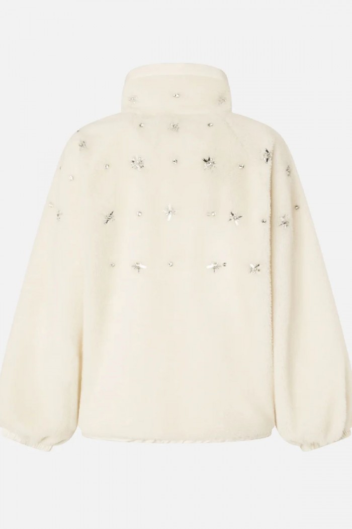 BOMBER IN PILE CON RICAMO GIOIELLO PINKO